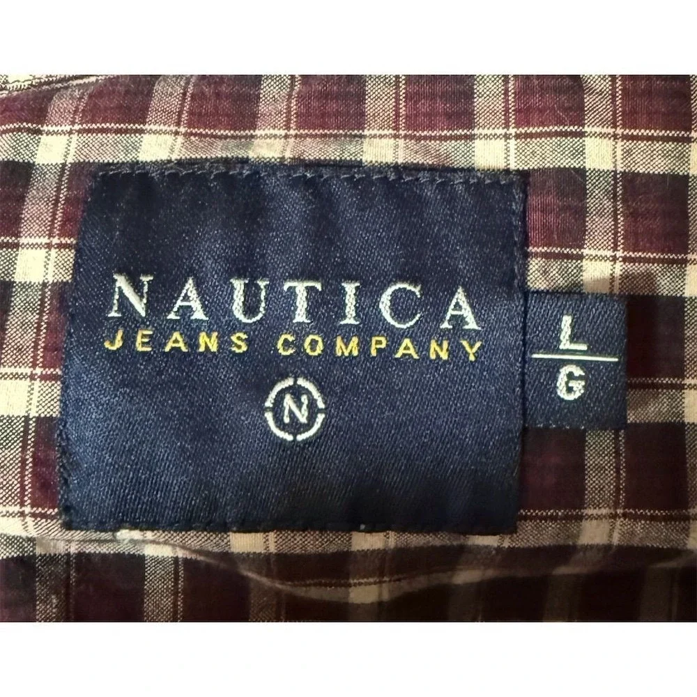 Nautica Men's Plaid Long Sleeve Button-Up Shirt Multicolor Casual‎ large preppy